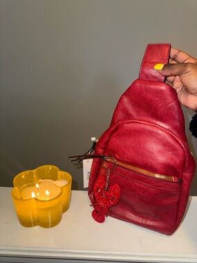 Red Sling Bag w/ Lobster Charm